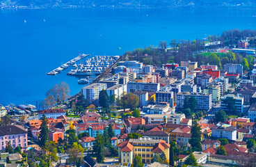 Poster - The roofs and small yacht port of Locarno, Ticino, Switzerland