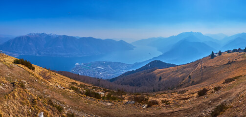 Canvas Print - The view from Cardada Cimetta Mount, Ticino, Switzerland