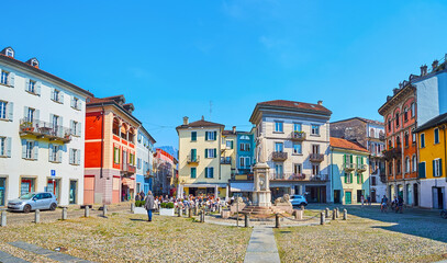 Canvas Print - Panorama of Piazza Sant'Antonio in Locarno, Switzerland