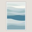 © Nathan - Abstract blue waves pattern in a minimalist style framed wall art.