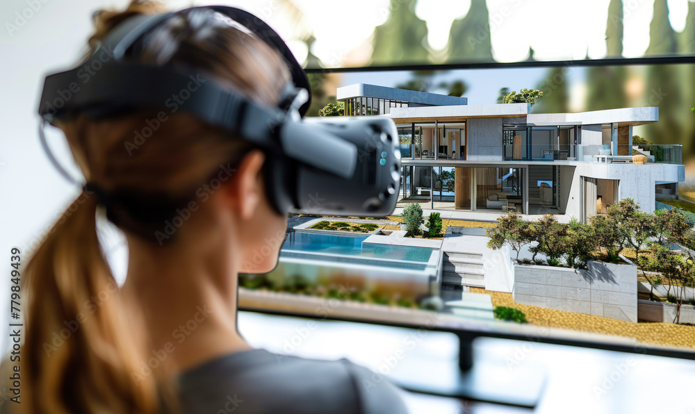 Innovative Real Estate Exploration: Man Engages with Virtual Reality ...