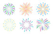Set fireworks isolated on white background. Happy celebration event concept. Vector stock