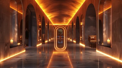 Canvas Print - Interior design for illuminated corridor. 3D rendering.