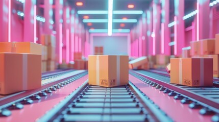 Aufkleber - Besides online shopping and automated logistics management, packages are transported in high-tech settings.