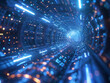sfondo di tunnel futuristico blu , sci-fi, tunnel del futuro con luci al neon 