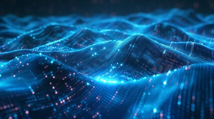 Aufkleber - 3D rendering of abstract blue digital data background with network connections. Information connections structurally connected. Data transfer in a network connection. Data technology. Digital