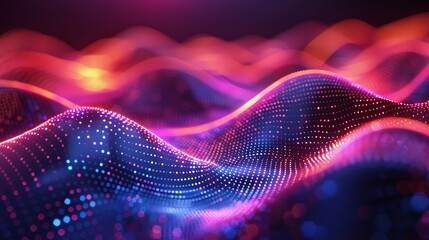 Fototapete - This is an abstract digital background with dots and weaving lines. Digital technology. The rendering is in three dimensions.