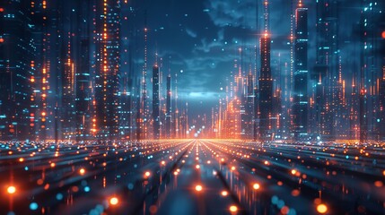 Poster - Future cyberspace and metaverse data of cyberspace and metaverse. Internet and big data of cloud computing. 5G connection data analysis background concept. 3D rendering.