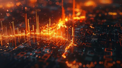 Poster - Invest, trade, finance and stock market concept with glowing candlestick forex chart. 3D render.