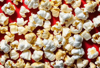 A scattering of popcorn in pop art style on a uniform bright background