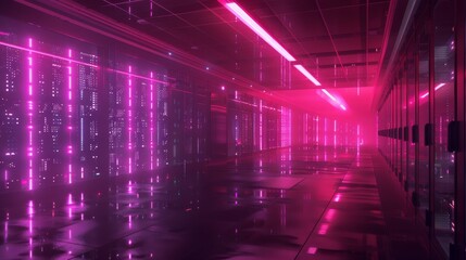 Leinwandbilder - Computer data center rendered in AI
