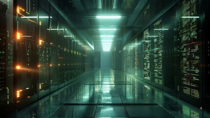 Leinwandbilder - An illustration of a data center in 3D...