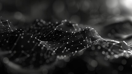 Aufkleber - Dark polygonal background with connecting dots and lines. 3D rendering.....