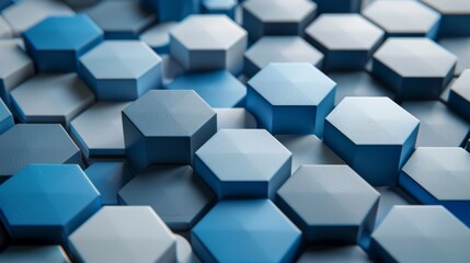 Aufkleber - A gray and blue hexagonal background in 3D