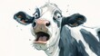 © Nadia - A tight shot of a black-and-white cow with its mouth agape, revealing its tongue