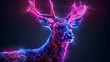   A digital painting of a deer with glowing antlers; the antlers' hues are purple, pink, and blue