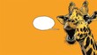   A giraffe drawing with an open mouth and a speech bubble nearby