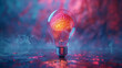 A creative illustration of a brain inside a light bulb, symbolizing brilliant ideas and intellectual illumination.