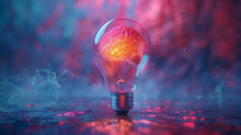 A Creative Illustration Of A Brain Inside A Light Bulb, Symbolizing Brilliant Ideas And Intellectual Illumination.