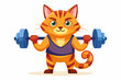 cat lifting dumbbells vector illustration