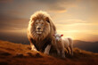 Inspirational Unity: Lion and Lamb Together, Emblematic of Biblical Peace and Harmony Among All Creation. Symbolizing Eucharist, Communion, Trinity, Church, Disciple