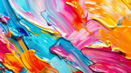 Canvas Print - Painting with oil paints on a bright abstract background