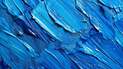 Sticker - A blue background with oil paint. Beautiful close-up brushstrokes. An abstract background with textured abstract elements. An oil painting on cardboard and canvas. Concepts for winter and Christmas.