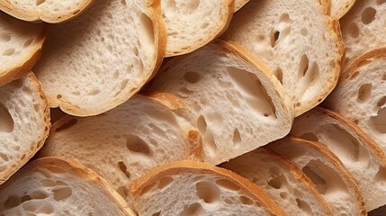 Sticker - Background texture pattern of slices of bread. Close-up. 