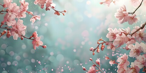 cherry blossom on teal background