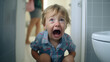 Little Boy Crying in Bathroom: A Moment of Childhood Distress