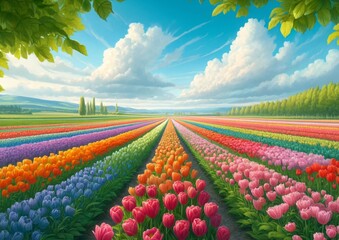 Tulip field in spring