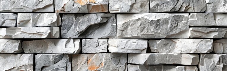 Wall Mural - White & Gray Stone Concrete Texture Wall Background with Terrace Slab Pattern for Wallpaper and Tiles