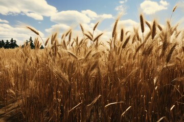 Wall Mural - Undulating Rye field. Harvest nature crop. Generate Ai