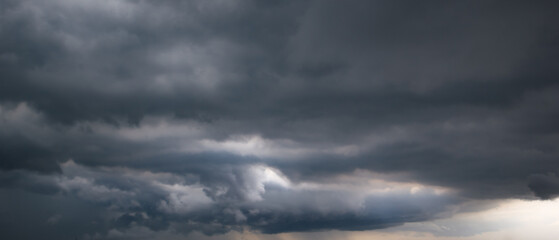Aufkleber - Bad or moody weather sky and environment. the dark sky with heavy clouds converging and a violent storm before the rain. carbon dioxide emissions, greenhouse effect, global warming, climate change.