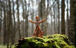 magic witchcraft doll made of tree bast in autumn forest, natural background. Forest grandmother, defender guardian spirit of nature. old pagan Wiccan, Slavic tradition. esoteric spiritual ritual