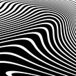 Wavy Lines Op Art Pattern with 3D Illusion Effect. Abstract Black and White Texture. 