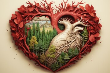 Wall Mural - Holistic Save nature heart. Concept water protection. Generate Ai