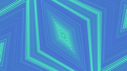 Poster - Running green neon light stripes on blue background. 3d rendering loop animation
