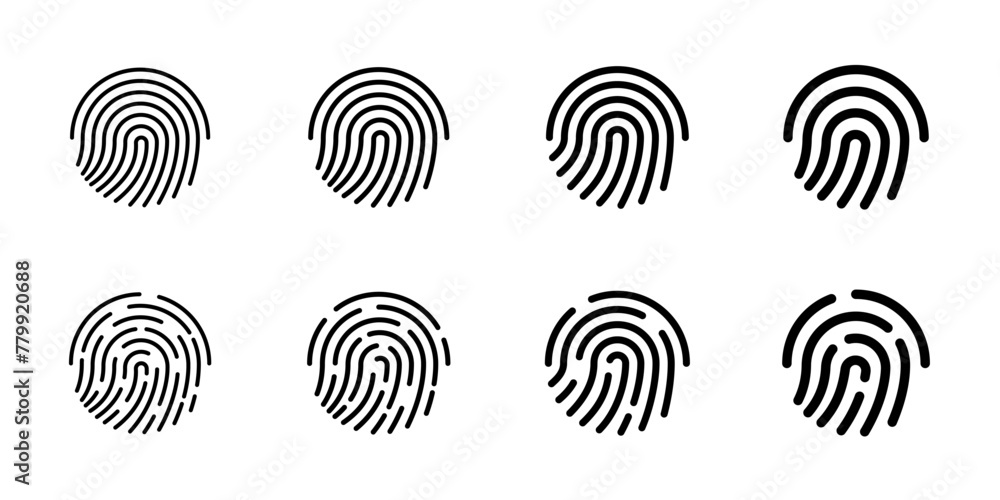 User Scanning Logo User finger scan icon set. Fingerprint touch biometric id symbol ...