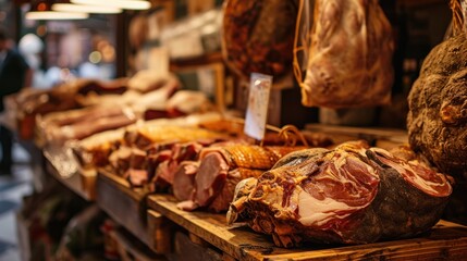 Wall Mural - Traditional Ham on table in street in Prague, Czech Republic in Europe.