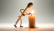 A matchstick lighting a candle in the dark on a white background, illustrating the concept of bringing light and clarity to challenging situations, perfect for themes of hope and solutions.