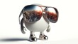 Sunglasses reflecting a future cityscape on a white background, representing vision and foresight in planning and innovation, ideal for futuristic and urban development themes.