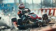 © Shutter2U - A go kart race goes awry when one kart loses control, spinning into the barriers with a dramatic thud