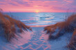 A pink sunrise over the dunes on 
