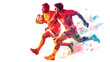 Rugby players isolated low polygonal vector illustration