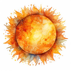 Sticker - watercolor Sun clipart, Generative Ai