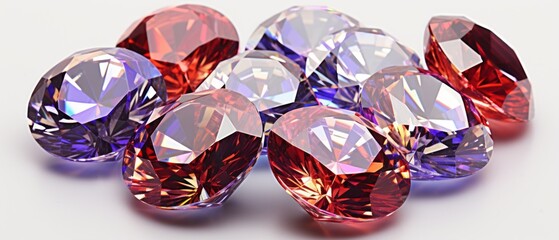 Canvas Print - diamonds rubies emeralds sapphires on white background