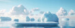3D Rendered Ice Floe Podium Surrounded by Serene Ocean