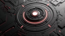 A Futuristic Looking Black And Red Circular Object, AI