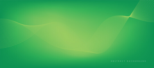 Abstract green gradient background with wavy lines	
